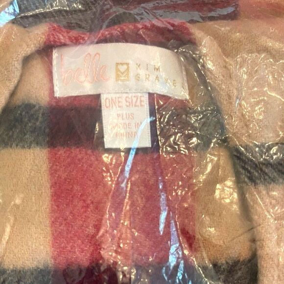 NWT QVC Belle by Kim Gravel Ruana Wrap Tartan Plaid Blanket Sweater Holiday Cozy - Picture 3 of 9